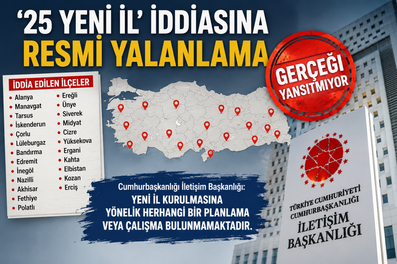 “25 İlçe İl Olacak” iddiasına yalanlama