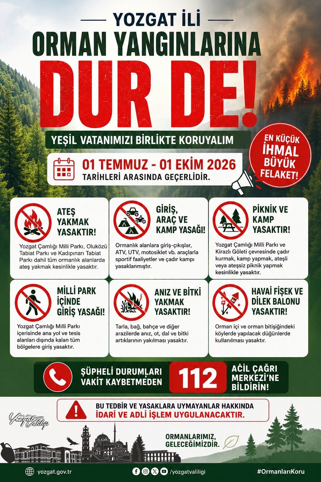 Yozgat’ta ormanlık alanlarda sıkı denetim