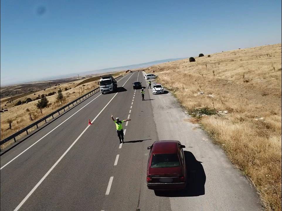 Drone destekli trafik denetiminde 7 araca ceza